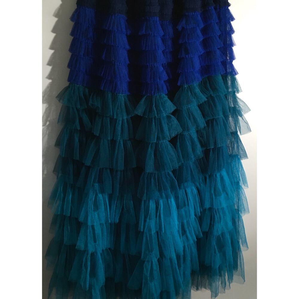 Beulah Style Women's Size Medium Blue Teal Mesh Layered Tiered Ruffle Skirt - Picture 7 of 7